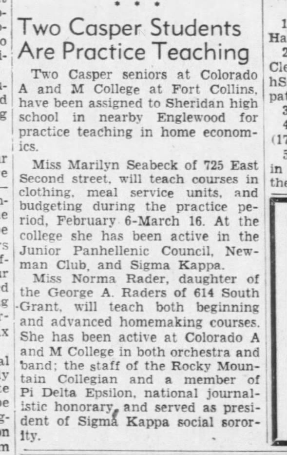 Marilyn Seabeck teaching 1956